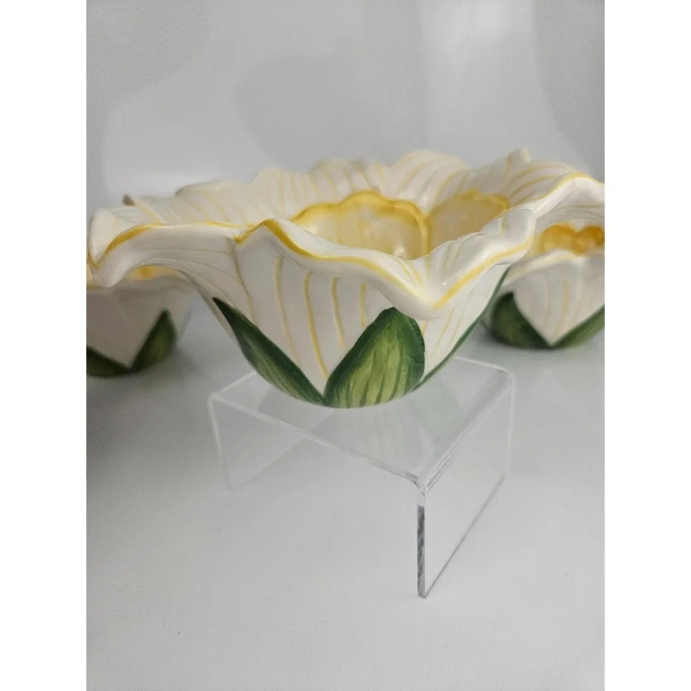 Ambiance Daffodils Sculptural Yellow Floral Bowls Set 4 Flowers‎ Spring Summer